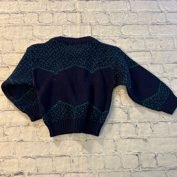 VINTAGE HOT FUDGE BABY/TODDLER FLIGHT CLUB AIRPLANE SWEATER NAVY/RED/GREEN - Picture 3 of 8